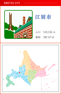 江别市 人口　123,722人　面积　187.57㎢