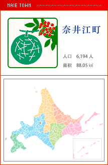 奈井江町 人口　6,194人　面积　88.05㎢