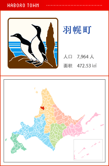 羽幌町 人口　7,964人　面积　472.53㎢