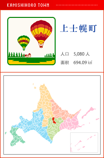 上士幌町 人口　5,080人　面积　694.09㎢