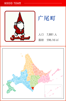广尾町 人口　7,881人　面积　596.16㎢